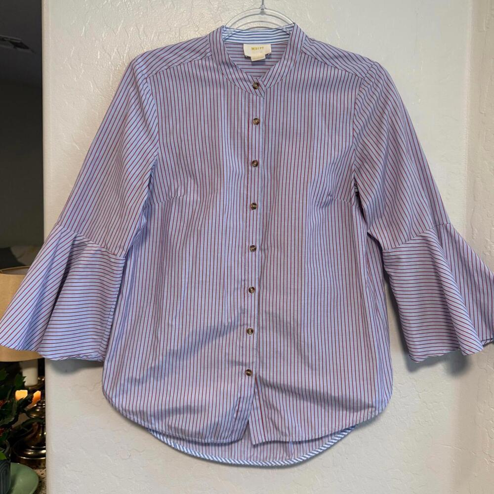 Anthropologie Blue and White Striped Button Down Shirt